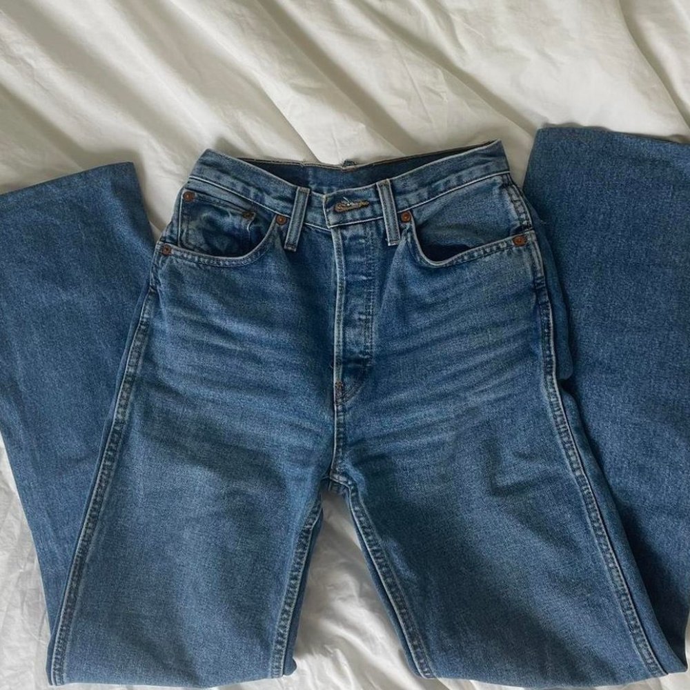 Redone straight leg blue jeans - Picture 5 of 5